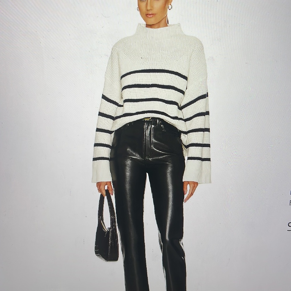 Agolde Black Faux Leather Straight Leg Pants